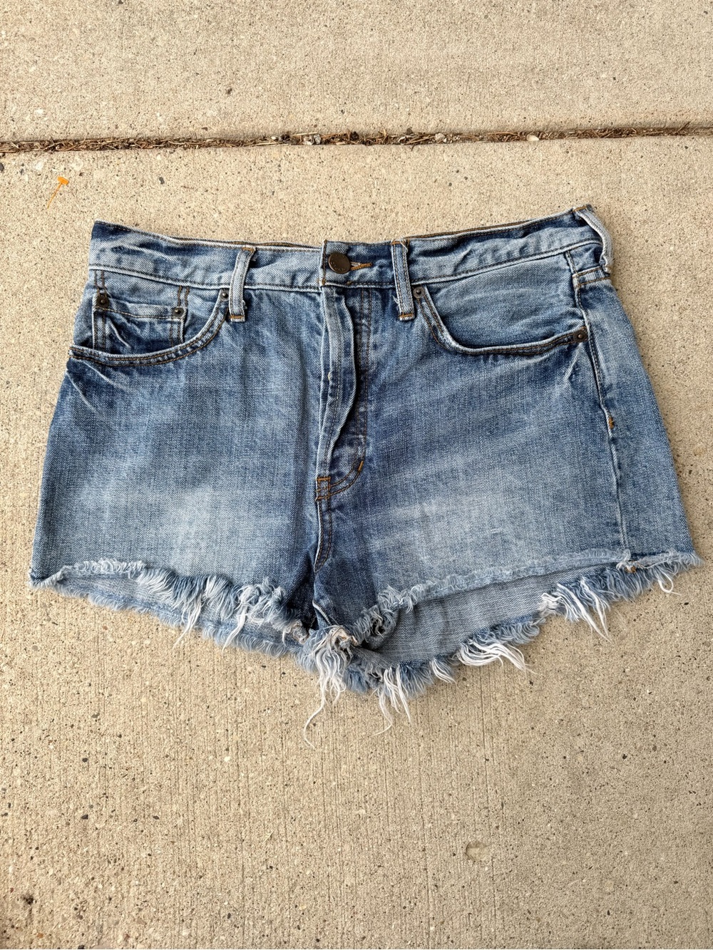 Free People light blue distressed denim cutoff shorts